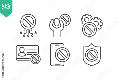 Set Of Blocked And Banned Icons. stock illustration
