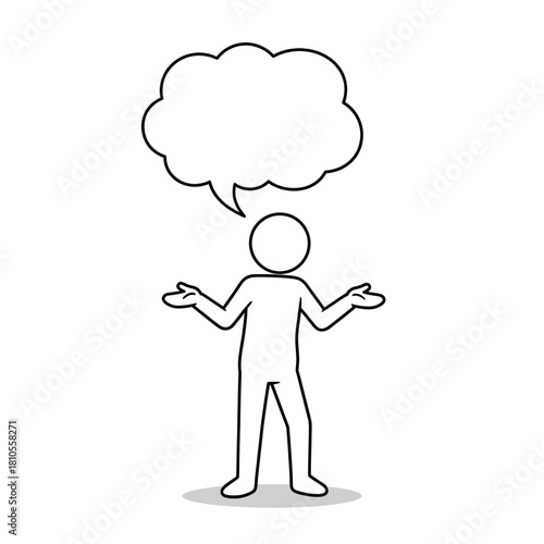 Minimalist vector of a person raising hands to show uncertainty or hesitation.
