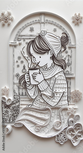 Young woman enjoying hot chocolate in cafe