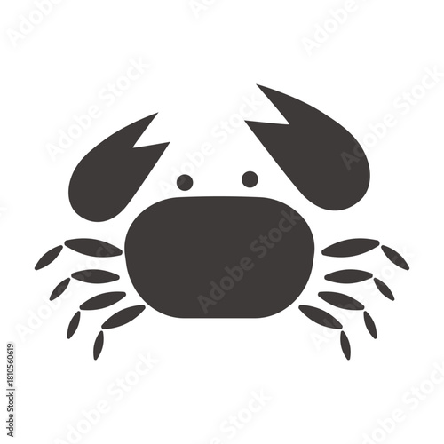 蟹のシンプルな黒シルエットイラスト素材／海鮮・食材・海の生き物