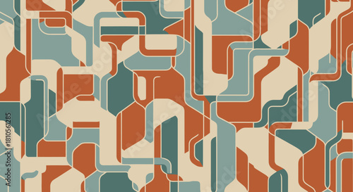 Abstract geometric pattern featuring interconnected shapes and