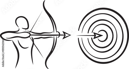 man with bow and arrow ,hit her target