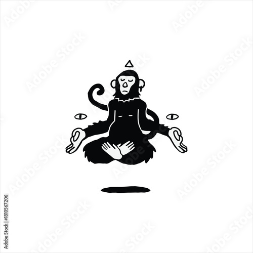 Enlightened monkey meditating in lotus position for inner peace and mindfulness, a zen spiritual journey