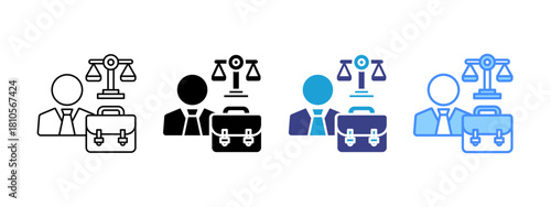 Attorney icon set multiple style collection