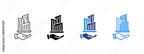 Property icon set multiple style collection