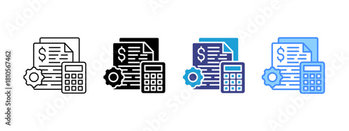 Accounting icon set multiple style collection