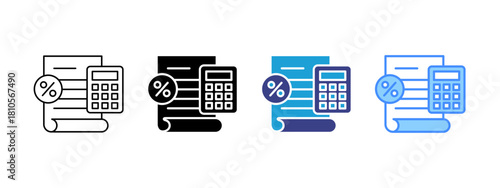 Tax Calculate icon set multiple style collection