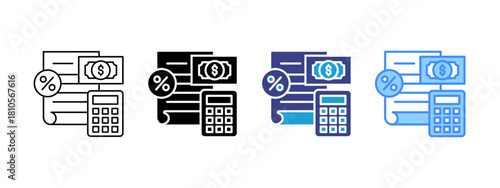 Accounting icon set multiple style collection