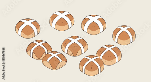 Hot cross buns arrangement on a light background