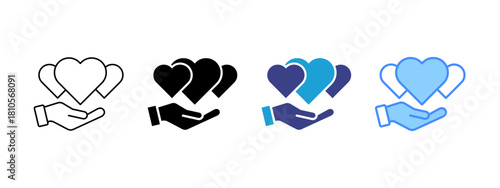 Charity icon set multiple style collection