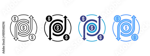 Cash Flow icon set multiple style collection