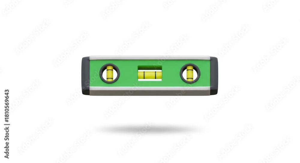 Fototapeta premium Green spirit level tool for construction and measurement.