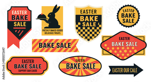 Easter bake sale signs and labels with transparent background