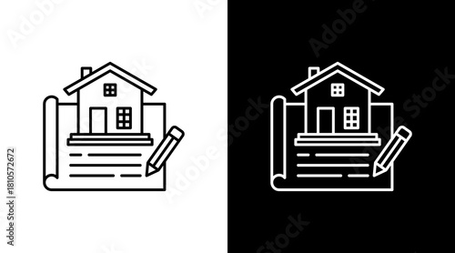 Blueprint White Icon Set Design