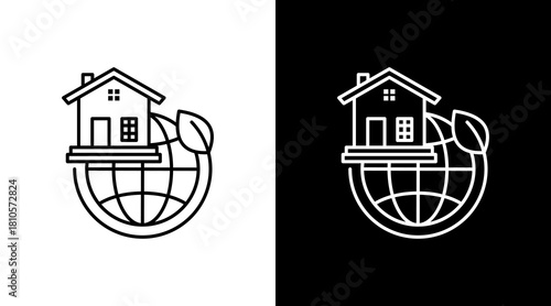 Sustainable Living White Icon Set Design