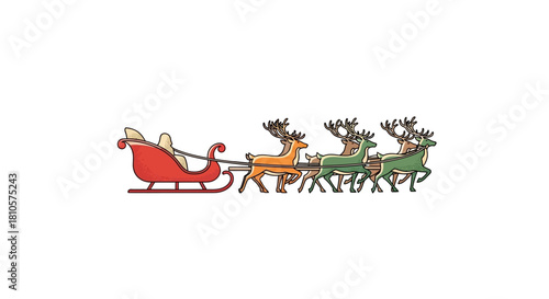 A festive illustration of Santa Claus riding a red sleigh pulled by reindeer, perfect for Christmas.