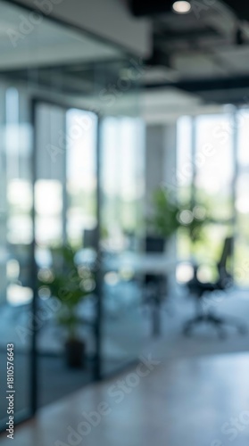 Abstract Modern Coworking Office Interior Background, Blurry Workspace with Minimalist Design, Contemporary Furniture, and Professional Elegant Atmosphere