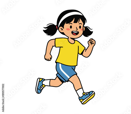 cute girl running sport 