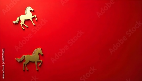 Two golden horses against a red backdrop, representing good fortune and the spirit of the Chinese New Year celebrations