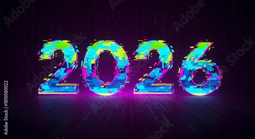 Happy New Year 2026 Celebration Greeting Card Festive Holiday Background with Sparkling Party Design