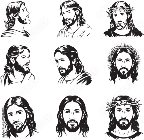 Holy Family Nativity Woodcut Illustration 