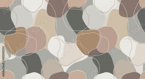 Abstract pebble-inspired seamless pattern with muted earth tone