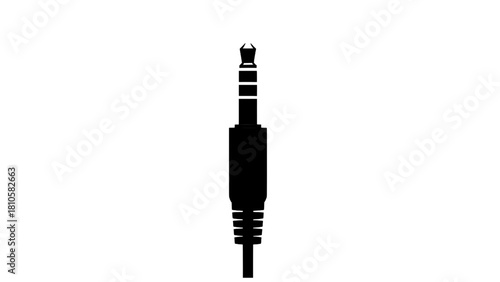 Vector illustration of black silhouette icon of a standard 35mm audio jack connector plug tip, isolated on transparent background 