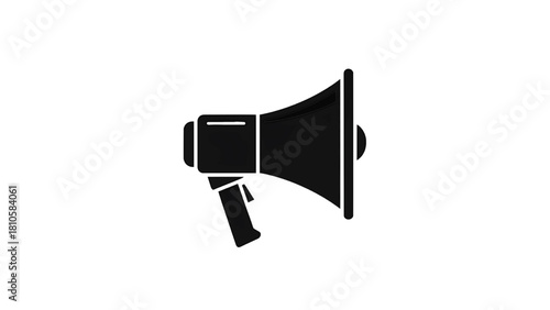 Vector illustration of black silhouette icon of a megaphone or loudspeaker for announcement or communication, isolated on transparent background