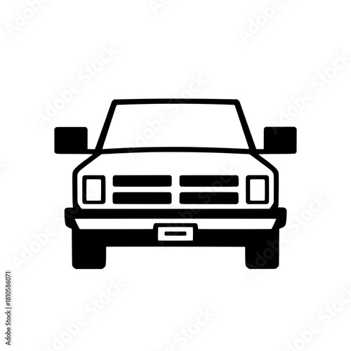vector illustration depicting a pickup truck or utility vehicle icon from a front-facing perspective.