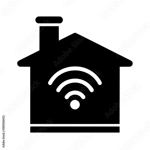 Vector Logo of Building and Wi-Fi Network, Digital Asset for Property and Technology