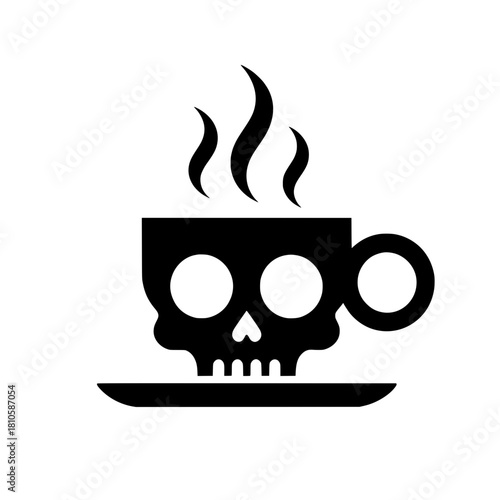 Skull Coffee Cup Logo. Symbol of Danger or Extreme Caffeine