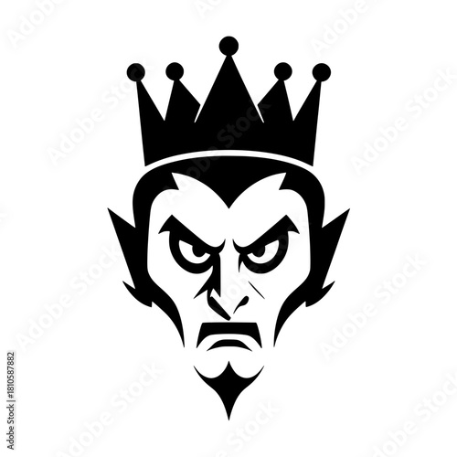Evil King or Demon Logo with Crown - Fantasy Character Vector
