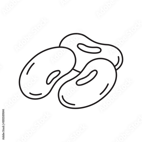 line art illustration of Beans, suitable for minimalist design, healthy eating concepts, modern art prints and coloring book