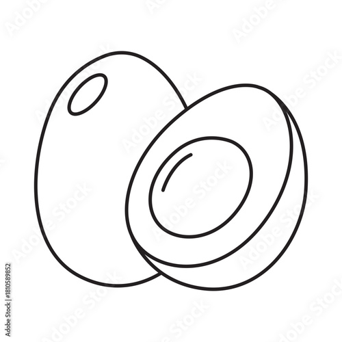 line art illustration of boiled egg, suitable for minimalist design, healthy eating concepts and coloring book