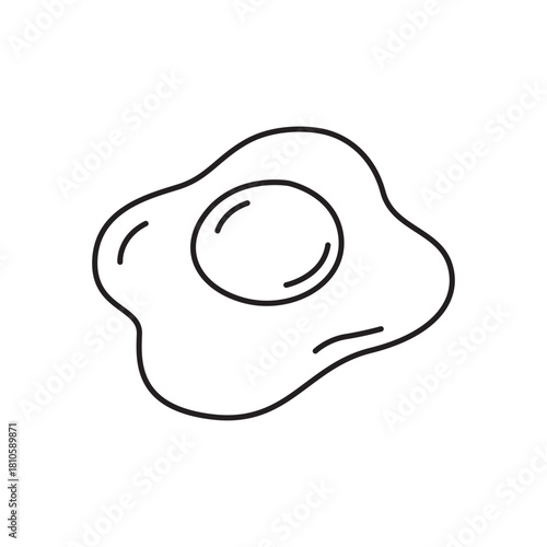 fried egg line art illustration, suitable for minimalist design, healthy eating concepts and coloring book