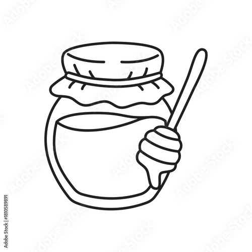honey jar line art illustration, suitable for minimalist design, healthy eating concepts and coloring book