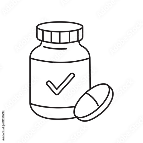 vitamin line art illustration, suitable for minimalist design, healthy eating concepts and coloring book