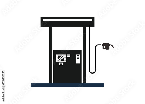Gas station. Simple illustration in black and white.