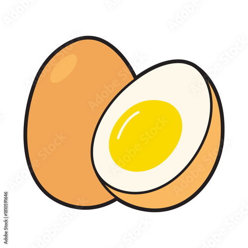 Boiled egg cartoon ideal for culinary designs. Perfect for recipe books, food blogs, nutrition articles, and protein related content creation