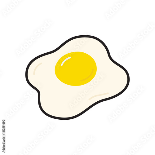 Fried egg illustration. Beautifully fried sunny side up egg. Perfect for food blogs, breakfast menus, and recipe books