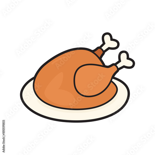 Thanksgiving roasted turkey on a platter, ideal for holiday and food themed designs, menus, social media posts, recipes, and culinary blogs