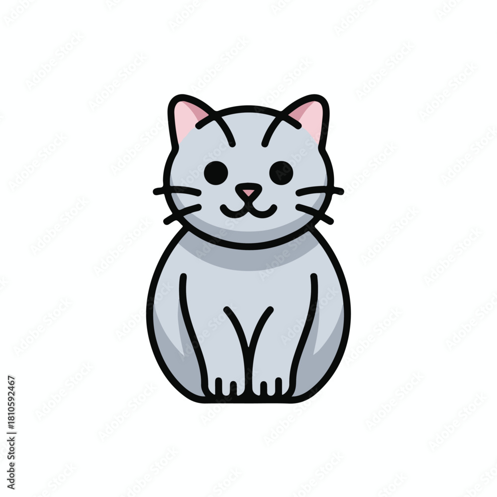 Obraz premium Cute cartoon illustration of a sitting light blue cat