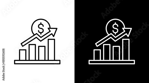 Rising Stock White Icon Set Design