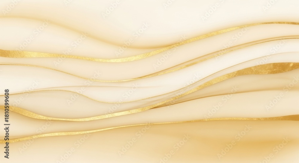 Obraz premium Elegant abstract gold and cream wavy design with subtle metallic accents for sophisticated visual