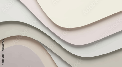 Elegant layered paper with smooth curves in neutral tones suitable