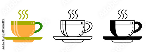 Flat vector artwork of a coffee cup isolated on white background