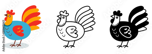 Flat vector illustration featuring a turkey bird