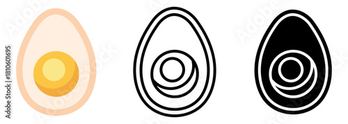 Flat vector illustration of a half boiled egg