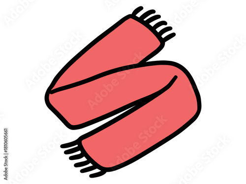 赤いシンプルなマフラーの手書きのイラスト