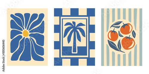 La dolce vita Italian market poster set, Mediterranean retro food and travel art prints